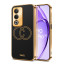 Vaku ® Oppo A3 Pro 5G Skylar Leather Pattern Gold Electroplated Soft TPU Back Cover
