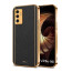 Vaku ® Vivo V23e 5G Luxemberg Series Leather Stitched Gold Electroplated Soft TPU Back Cover