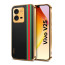 Vaku ® Vivo V25 5G Felix Line Leather Stitched Gold Electroplated Soft TPU Back Cover Case