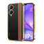 Vaku ® Vivo Y17s Felix Line Leather Stitched Gold Electroplated Soft TPU Back Cover Case