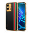 Vaku ® Vivo Y75 5G Felix Line Leather Stitched Gold Electroplated Soft TPU Back Cover Case
