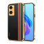 Vaku ® Oppo A96 Felix Line Leather Stitched Gold Electroplated Soft TPU Back Cover Case