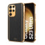 Vaku ® Samsung Galaxy S23 Ultra Luxemberg Series Leather Stitched Gold Electroplated Soft TPU Back Cover