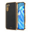 Vaku ® Oppo F15 Luxemberg Series Leather Stitched Gold Electroplated Soft TPU Back Cover