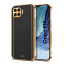 Vaku ® Oppo F17 Pro Luxemberg Series Leather Stitched Gold Electroplated Soft TPU Back Cover