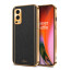 Vaku ® OnePlus Nord 2 Luxemberg Series Leather Stitched Gold Electroplated Soft TPU Back Cover