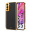 Vaku ® Samsung Galaxy S21 FE 5G Luxemberg Series Leather Stitched Gold Electroplated Soft TPU Back Cover