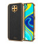 Vaku ® Redmi Note 9 Pro Max Luxemberg Series Leather Stitched Gold Electroplated Soft TPU Back Cover