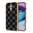 Vaku ® OnePlus 8 Cheron Series Leather Stitched Gold Electroplated Soft TPU Back Cover