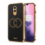 Vaku ® Oneplus 7 Skylar Leather Pattern Gold Electroplated Soft TPU Back Cover