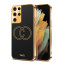 Vaku ® Samsung Galaxy S21 Ultra Skylar Leather Pattern Gold Electroplated Soft TPU Back Cover