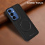 Vaku ® Samsung Galaxy S25 Maxtron Leather Stitched Magnetic Magsafe Non-Slip Grip Shockproof Back Cover