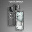 Vaku ® Apple iPhone 15 Rime Frosted Magnetic Magpro Translucent Camera Protector Case with Built-in Stash Stand Back Cover
