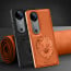 Vaku ® Vivo V40 5G Lion Embossed Luxury Designer Leather Protective Back Cover