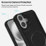 Vaku ® Apple iPhone 16 Plus Maxtron Leather Stitched Magnetic Magsafe Non-Slip Grip Shockproof Back Cover