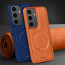 Vaku ® Samsung Galaxy S24 FE Maxtron Leather Stitched Magnetic Magsafe Non-Slip Grip Shockproof Back Cover