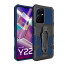 Vaku ® Vivo Y22 Vanguard Military Grade Armor Case with Metal Belt Clip Kickstand Back Cover