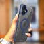 eller santé ® Apple iPhone 16 Vortex Magpro Gel Cushion Slim Fit Shockproof Certified Mag-Safe Crystal Clear Camera Metal Ring Back Cover
