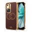 Vaku ® Vivo V30 5G Skylar Leather Pattern Gold Electroplated Soft TPU Back Cover