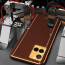 Vaku ® Vivo Y21G  Luxemberg Series Leather Stitched Gold Electroplated Soft TPU Back Cover