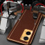 Vaku ® Oppo A96 Luxemberg Series Leather Stitched Gold Electroplated Soft TPU Back Cover