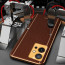 Vaku ® Vivo Y75 5G Luxemberg Series Leather Stitched Gold Electroplated Soft TPU Back Cover