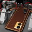 Vaku ® OnePlus Nord 2T 5G Luxemberg Series Leather Stitched Gold Electroplated Soft TPU Back Cover