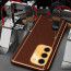 Vaku ® Samsung Galaxy S23 Luxemberg Series Leather Stitched Gold Electroplated Soft TPU Back Cover