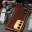 Vaku ® Samsung Galaxy S23 Plus Luxemberg Series Leather Stitched Gold Electroplated Soft TPU Back Cover