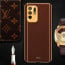 Vaku ® Oppo F19 Pro Plus 5G Luxemberg Series Leather Stitched Gold Electroplated Soft TPU Back Cover