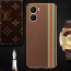 Vaku ® Vivo Y16 Felix Line Leather Stitched Gold Electroplated Soft TPU Back Cover Case