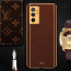 Vaku ® Vivo Y75 4G Luxemberg Series Leather Stitched Gold Electroplated Soft TPU Back Cover