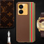 Vaku ® Vivo Y22 Felix Line Leather Stitched Gold Electroplated Soft TPU Back Cover Case