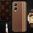 Vaku ® Vivo Y17s Felix Line Leather Stitched Gold Electroplated Soft TPU Back Cover Case