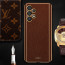 Vaku ® Samsung Galaxy A13 Luxemberg Leather Stitched Gold Electroplated Soft TPU Back Cover