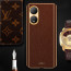Vaku ® Vivo Y100A 5G Luxemberg Leather Pattern Gold Electroplated Soft TPU Back Cover