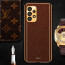 Vaku ® Samsung Galaxy A32 4G Luxemberg Series Leather Stitched Gold Electroplated Soft TPU Back Cover