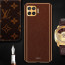 Vaku ® Oppo F17 Pro Luxemberg Series Leather Stitched Gold Electroplated Soft TPU Back Cover