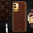 Vaku ® OnePlus 9R Luxemberg Series Leather Stitched Gold Electroplated Soft TPU Back Cover