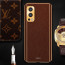 Vaku ® OnePlus Nord 2 Luxemberg Series Leather Stitched Gold Electroplated Soft TPU Back Cover