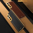 Vaku ® Samsung Galaxy S22 Plus Luxemberg Series Leather Stitched Gold Electroplated Soft TPU Back Cover