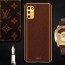Vaku ® Samsung Galaxy M02s Luxemberg Leather Stitched Gold Electroplated Soft TPU Back Cover