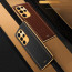 Vaku ® Samsung Galaxy S23 Ultra Luxemberg Series Leather Stitched Gold Electroplated Soft TPU Back Cover