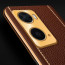 Vaku ® Oppo A76 Luxemberg Series Leather Stitched Gold Electroplated Soft TPU Back Cover