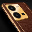 Vaku ® Vivo Y35 4G Luxemberg Leather Pattern Gold Electroplated Soft TPU Back Cover