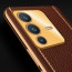 Vaku ® Vivo V23 5G Luxemberg Series Leather Stitched Gold Electroplated Soft TPU Back Cover