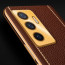 Vaku ® Vivo Y75 4G Luxemberg Series Leather Stitched Gold Electroplated Soft TPU Back Cover