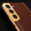 Vaku ® Samsung Galaxy S22 Plus Luxemberg Series Leather Stitched Gold Electroplated Soft TPU Back Cover