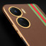 Vaku ® Vivo Y16 Felix Line Leather Stitched Gold Electroplated Soft TPU Back Cover Case