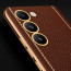 Vaku ® Vivo Y100 4G Luxemberg Leather Pattern Gold Electroplated Soft TPU Back Cover